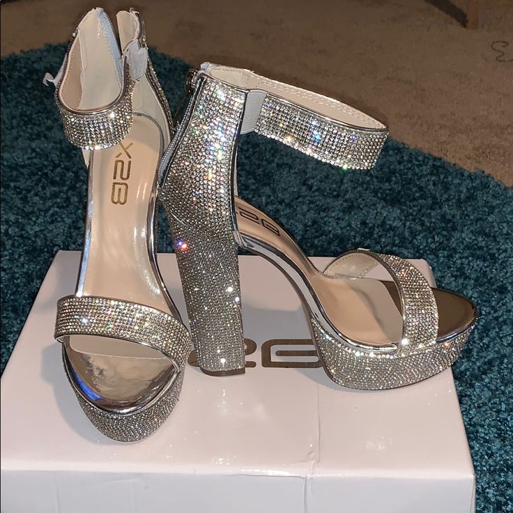 Sliver Platform Heels Prom Silver Heels, Homecoming High Heels, Sparkley Heels, Wedding Heels Sparkly, Hoco Heels, Sliver Heels, Hoco Court, Silver Heels Prom, Nyc Drill