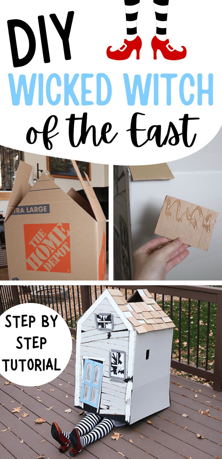 a collage of photos with the words, diy, and an image of a house made out of cardboard boxes