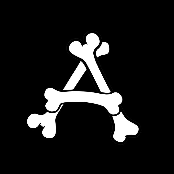 a black and white logo with two bones in the shape of a letter on it