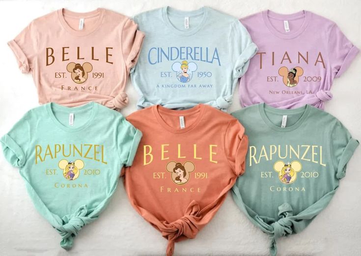 Colorful Disney Shirts, Princess Shirts For Disney, Preppy Disney Shirts, Womens Disney Clothes, Ariel Disney Shirt, Princess Outfits For Disney World, Cute Simple Disney Outfits, Women’s Disney Shirts, Disney Princess Tshirt Ideas