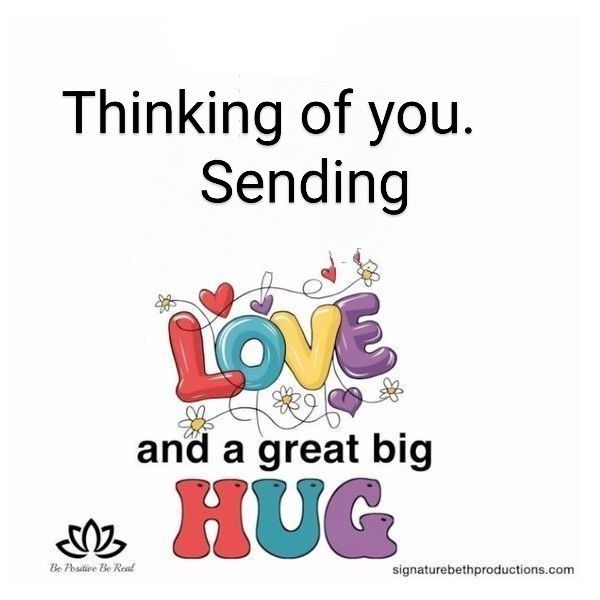 the words love and a great big hug are shown