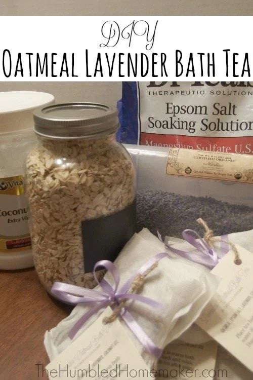 DIY Oatmeal Lavender Bath Tea | The Humbled Homemaker Bath Tea Bags Diy, Bath Tea Recipe, Diy Tea Bags, Bath Teas, Bath Tea Bags, Diy Oatmeal, Tub Tea, Oatmeal Bath, Bath Salts Diy