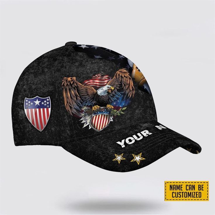 Veterans Baseball Caps Eagle US Army Medal, Personalized Name Military, Custom Army Cap, Gifts For Military Personnel – Excoolent The Baseball Cap is the ultimate accessory for sporty style and sun protection. Crafted with both fashion and function in mind, it features a classic design that complements various outfits. Made from high-quality materials, it offers... Adjustable Sports Cap, Black Patriotic Adjustable Baseball Cap, Black Adjustable Patriotic Baseball Cap, Adjustable Fit Trucker Hat For Sports Events, Adjustable Fit Hats For Baseball Season, Adjustable Fit Sports Hat For Baseball Season, Patriotic Adjustable Baseball Cap For Outdoor, Patriotic Snapback Baseball Cap For Sports, Patriotic Sports Hats One Size