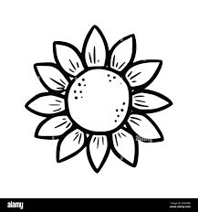 a black and white drawing of a sunflower