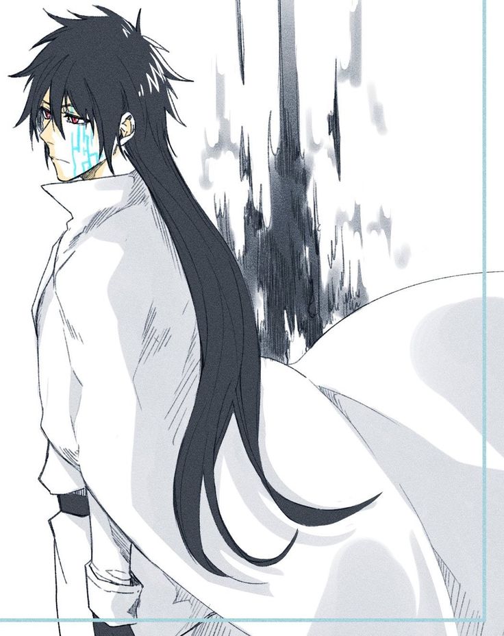 an anime character with long black hair