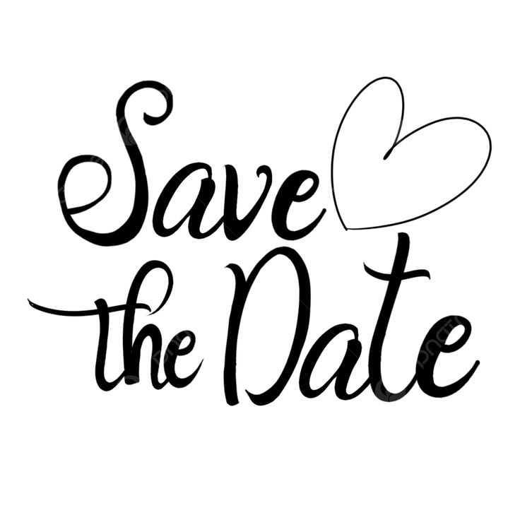 save the date sign with hearts on it, in black and white lettering that says save the