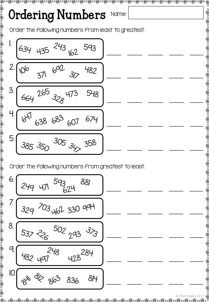 the ordering numbers worksheet for students to practice counting and subming their numbers