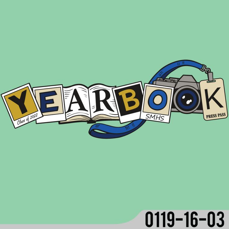 the year book logo with an image of a camera and letters spelling it's year