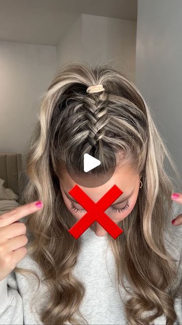 Faux Dutch Braid, Braids Medium, Video Hairstyles, Parting Hair, Dutch Braid Hairstyles, High Ponytail Hairstyles, Twisted Hair, Cheer Hair, Quick Braided Hairstyles