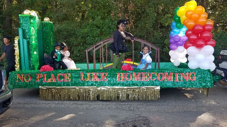 there is a float with people on it