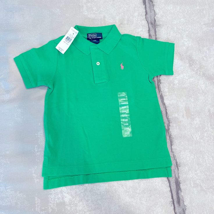 Nwt Kids Ralph Lauren Polo Shirt Size 24 Months Same/Next Day Shipping Basic Fitted Tops For Playtime, Fitted Casual Shirt For Playtime, Green T-shirt For Spring Playtime, Casual Green Tops For Playwear, Green Ralph Lauren Cotton Top, Ralph Lauren Green Tops For Spring, Ralph Lauren Green Long Sleeve Tops, Casual Green Ralph Lauren Top, Baby Polo