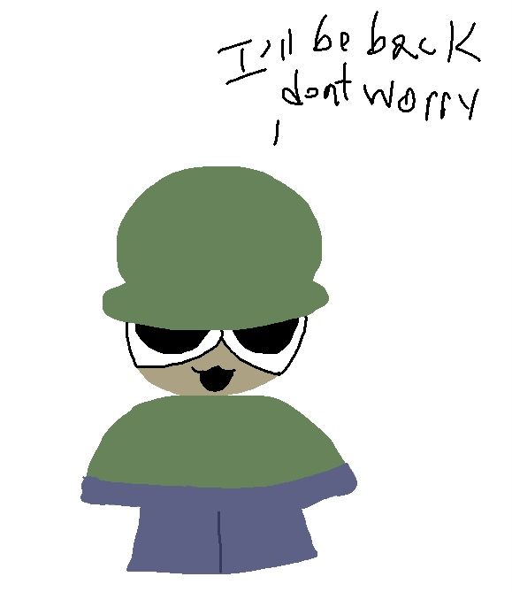 a drawing of a person wearing sunglasses and a hat with the words i'll be back