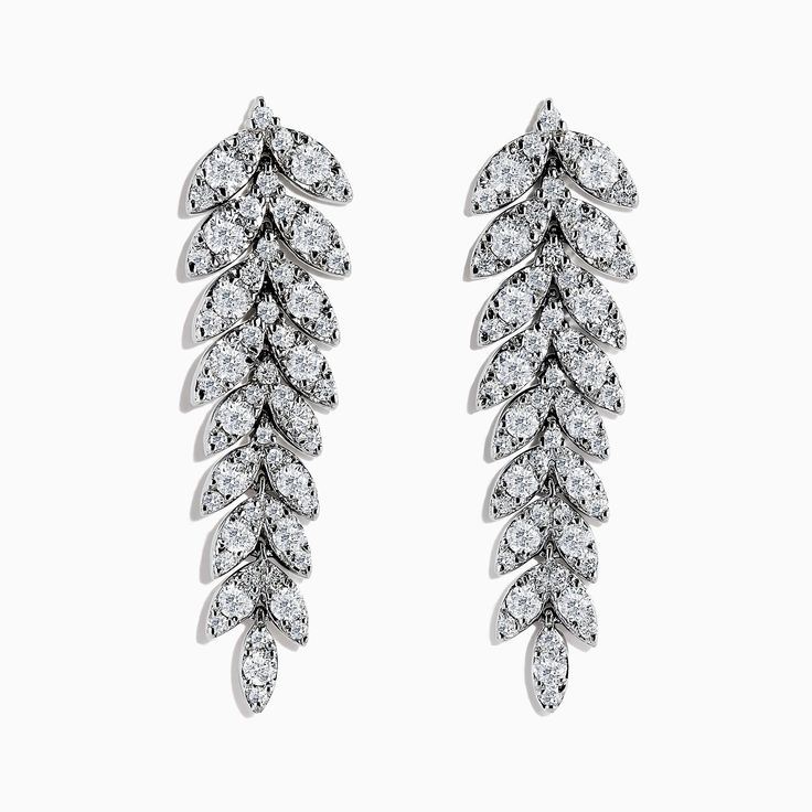 Effy Pave Classica 14K White Gold Diamond Leaf Earrings, 2.59 TCW Effy Jewelry, All That Glitters, Lovely Jewellery, White Stone, Leaf Earrings, White Gold Diamonds, Diamond Bracelet, Round Diamonds, Gold Diamond