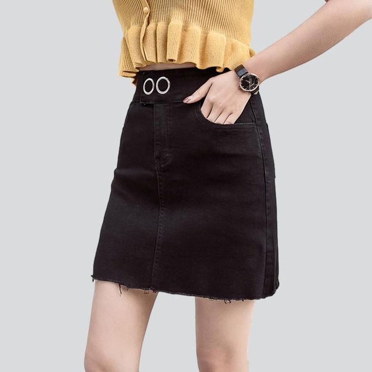 Level up your city trend with the 2023 Summer Collection's mini denim skirt! This high-waisted skirt expertly combines the modern with the vintage with its unique zipper and buttons closure. From coffee dates to outdoor events. make a statement and stand out in any crowd.Why You'll Fall In Love: Vintage Style: Reimagine the glory of the past with this denim skirt. which effortlessly combines vintage style with modern flair. Unique Closure: A harmonious blend of a zipper and buttons closure ensur Mini Denim Skirt With Belt Loops, Chic Mini Denim Skirt With Belt Loops, Casual Mini Skirt With Button Zip Fly, Trendy Short Denim Skirt For Fall, Fall Denim Mini Skirt With Belt Loops, Casual Denim Skirt With Belt Loops For Fall, Fall Mini Denim Skirt With Belt Loops, Chic High Waist Mini Skirt With Button Zip Fly, Spring Mini Skirt With Button Zip Fly