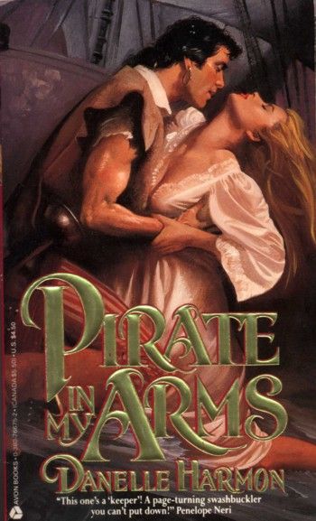 the cover to pirate in arms by danielle hanson, with an image of a man and