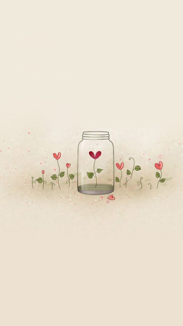 a jar filled with water sitting on top of a floor next to flowers and a thought bubble