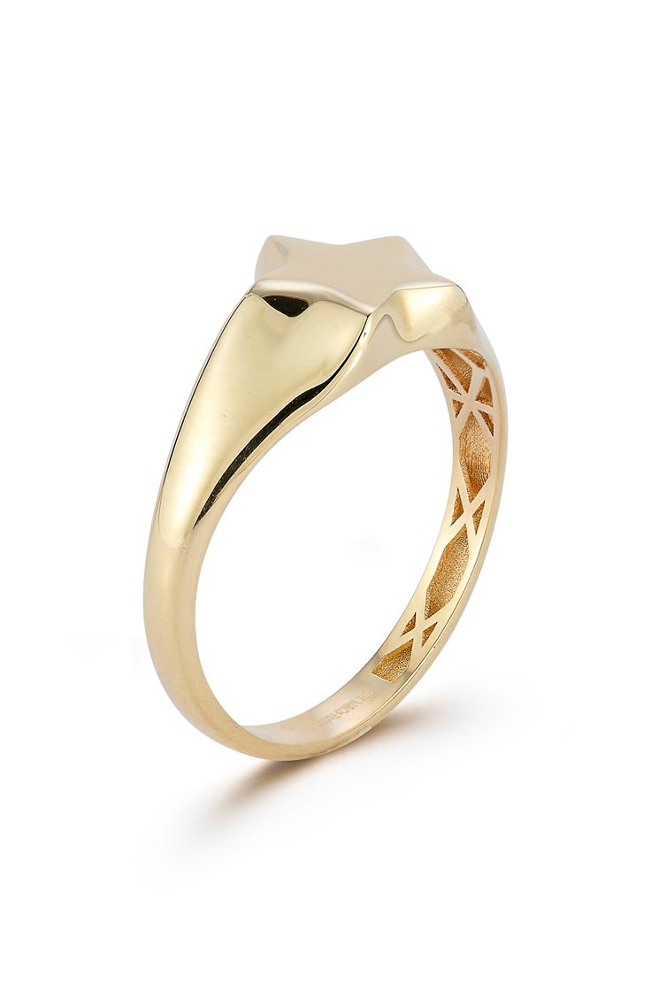 A star-shaped center draws the eye to a polished signet ring that's shaped from warm 14-karat gold. 2.2mm band width 14k gold Made in Turkey Jewelry Star, Star Shape, Signet Ring, The Eye, Free Jewelry, Nordstrom Rack, Jewelry Collection, Jewelry Rings, Fine Jewelry