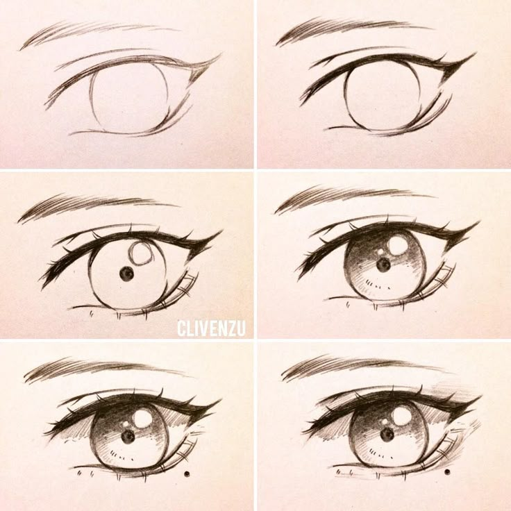 the steps to draw an anime eye