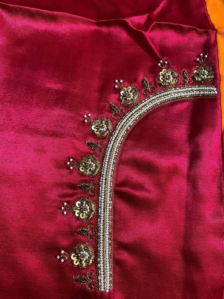 Handwork by shreenathji kalamandir Khatli Work Blouse Design New Simple, Khatli Work Design Kurti, Khatli Work Blouse Design New, Machi Work, Handwork Ideas, Pink Blouse Designs, Khatli Work, Sabyasachi Sarees, Hand Work Design