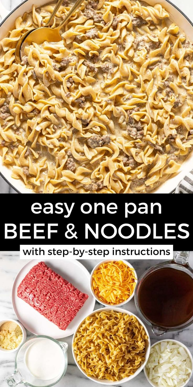 Chili Mac Recipe Easy, Beef And Noodles Recipe, Hamburger Steak Recipes, Homemade Sloppy Joes, Night Recipes, Creamed Onions, One Pan Dinner, Noodles Recipe, Recipe 30