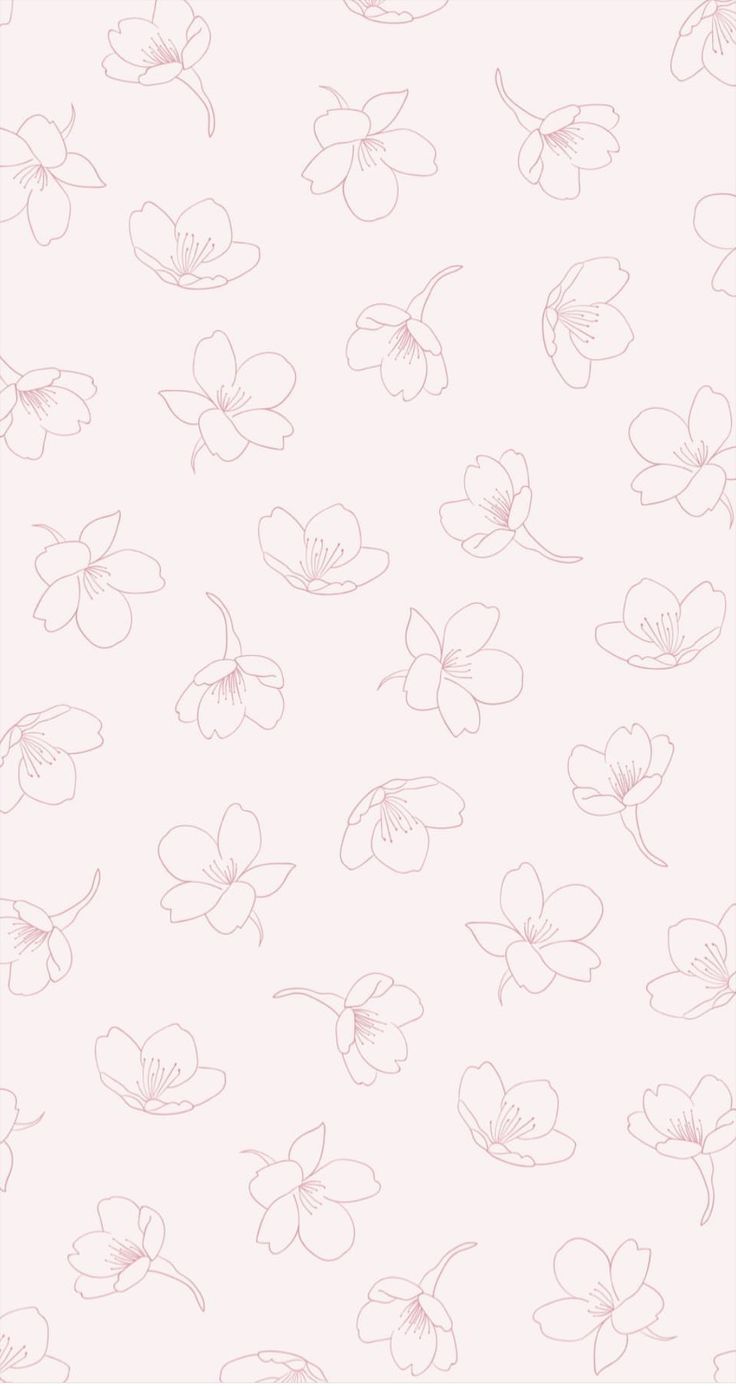 a pink wallpaper with flowers and butterflies on the back ground, as well as an outline