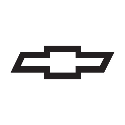 the chevrolet logo is shown in black and white, with an arrow at the center