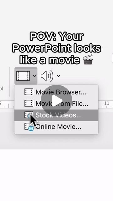 the powerpoint looks like a movie with an arrow pointing to it's left side