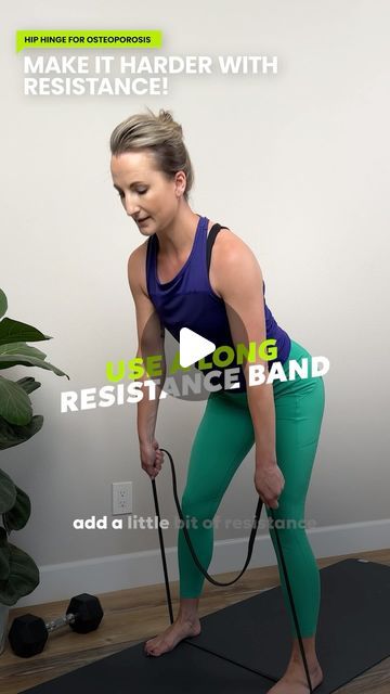 a woman is doing exercises with an exercise band