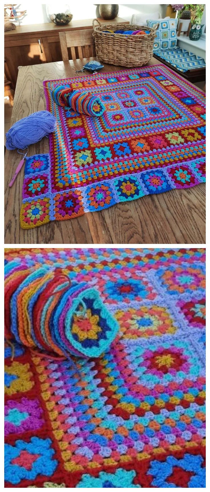 two pictures showing the same color and size of rugs