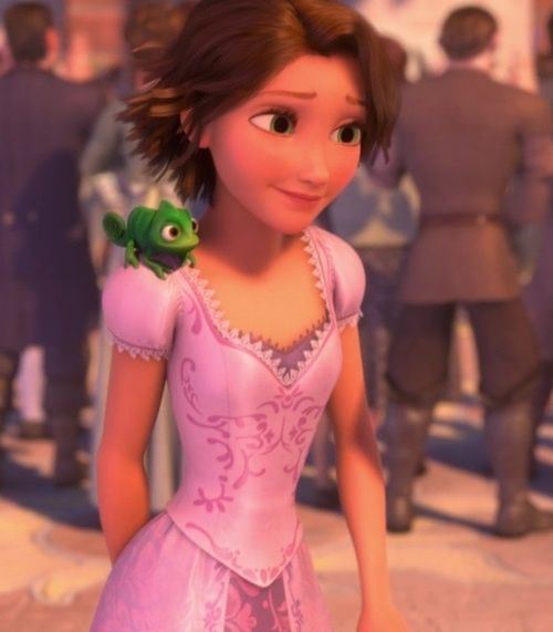 the princess and the frog from disney's animated movie, tangled in pink dress