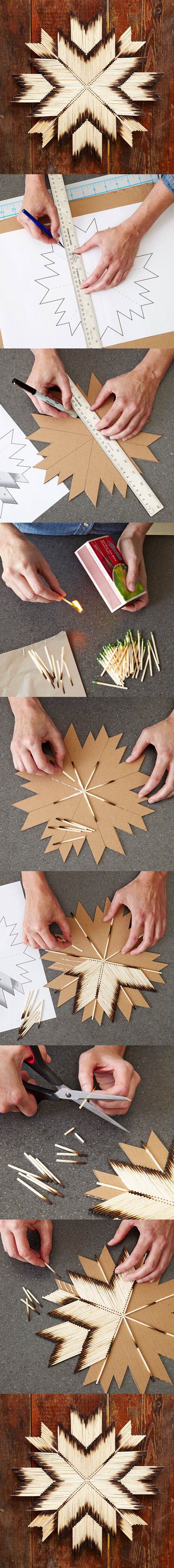 multiple images of different shapes and sizes of wood strips on a table with papers attached to them