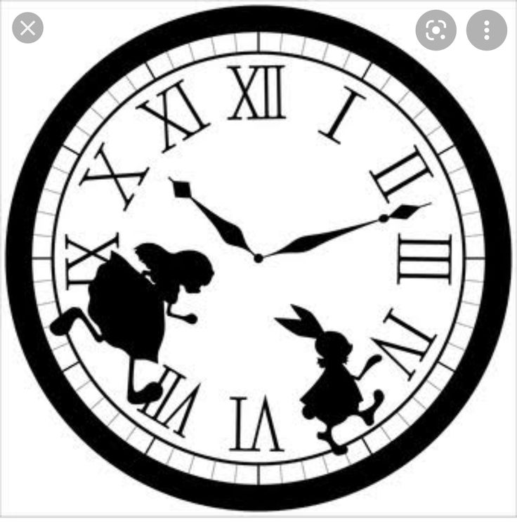 a clock with alice and the neverlander silhouettes on it's face