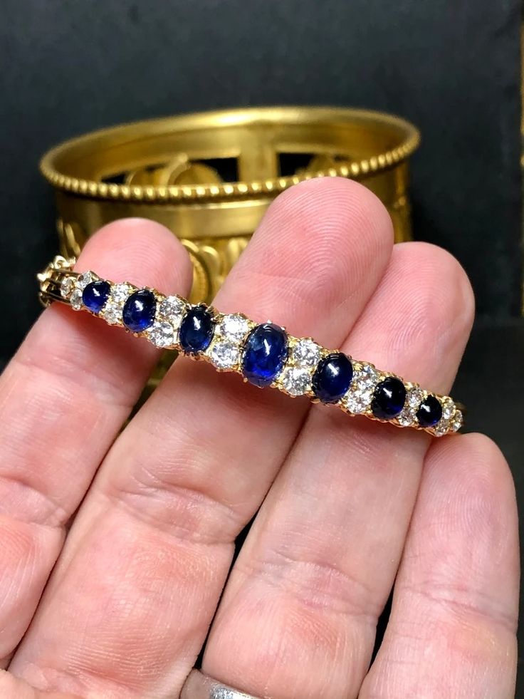 Victorian 14K Sugarloaf Cabochon Sapphire Mine Diamond Cuff Bracelet GIA NO HEAT - Etsy Diamond Cuff Bracelet, No Heat, Cuff Bracelet, Antique Jewelry, Cuff Bracelets, Springs, Sapphire, Heat, Cuff