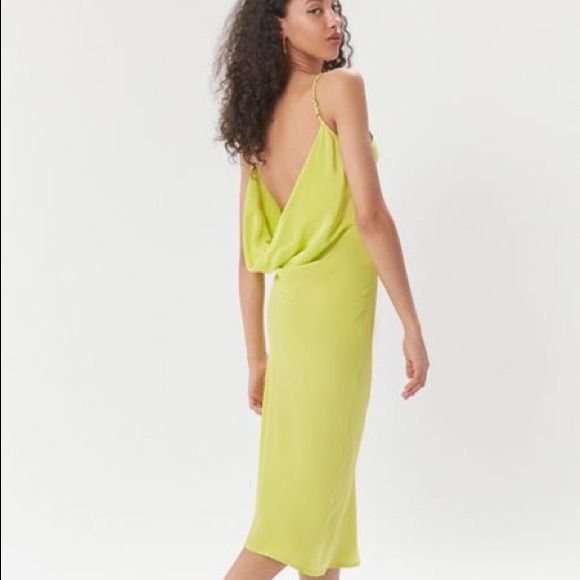 Brand New, So Cute. Added Photos Of Another Color Since They No Longer Have This One. Purchased At Urban- Tagged For Exposure Yellow Fitted Midi Slip Dress, Fitted Yellow Slip Dress Midi Length, Green V-neck Dress By Urban Outfitters, Urban Outfitters Green V-neck Dress, Green Midi Length Slip Dress For Spring, Lime Green Sleeveless Summer Dress, Yellow Midi Length Slip Dress, Green Midi Length Sundress, Casual Lime Green Sleeveless Dress