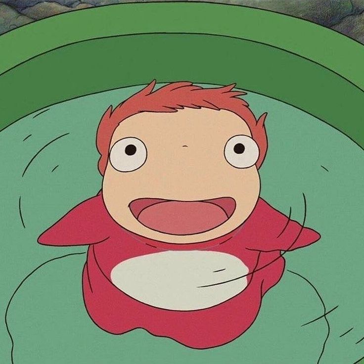 an animated image of a man laying on his back in the water with its mouth open