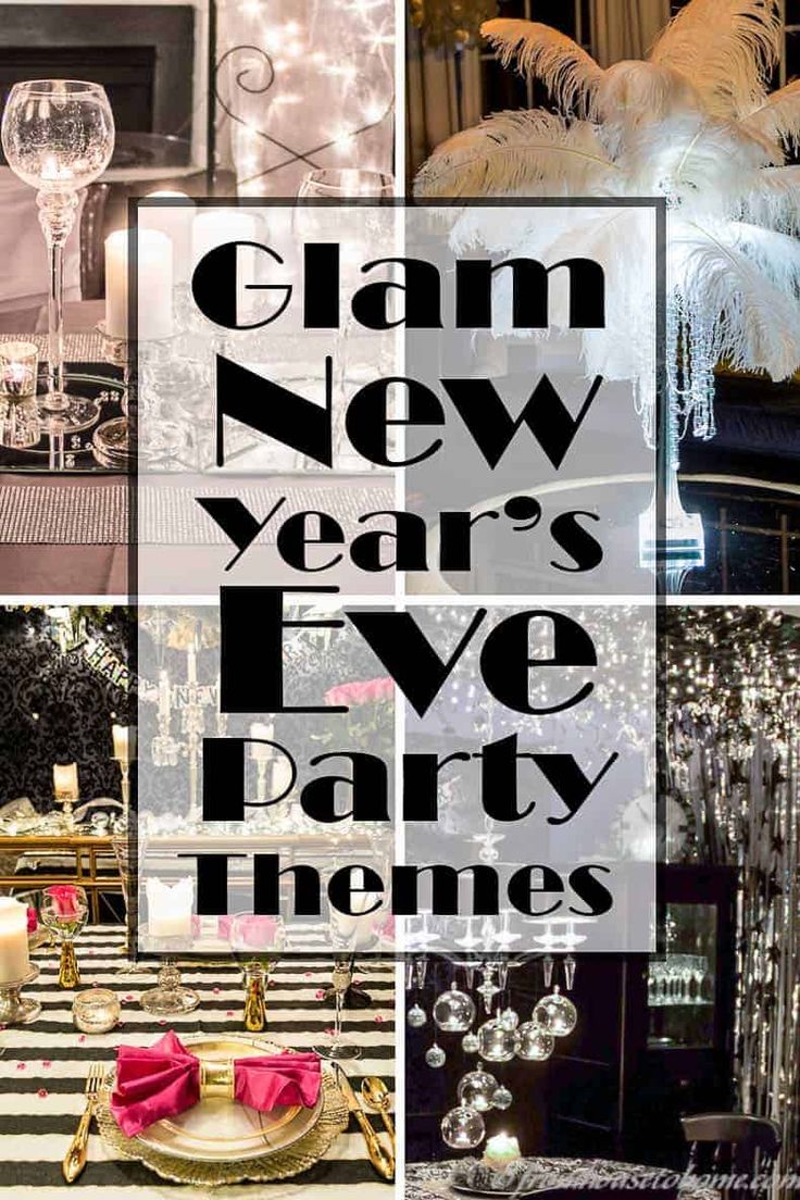 5 Glam New Year’s Eve Party Themes Nye Theme, New Years Party Themes, Party Themes For Adults, New Year's Eve Party Themes, Nye Party Decorations, Themes Party, Adult Christmas Party, Adult Party Themes, Gatsby Themed Party