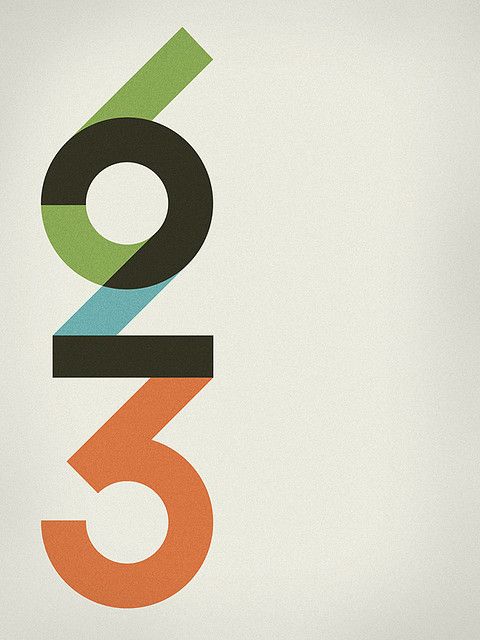 the number three is made up of multicolored numbers on a white background with an orange, green, and blue stripe