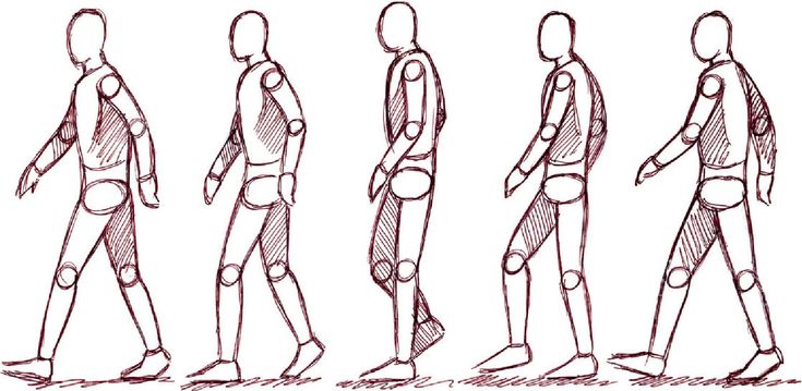 an image of a man's body in different positions and sizes, with the outlines