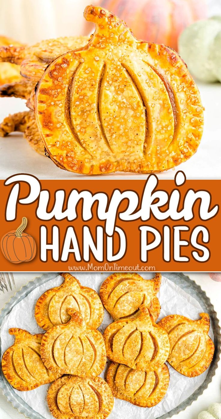 pumpkin hand pies on a plate with the title overlay