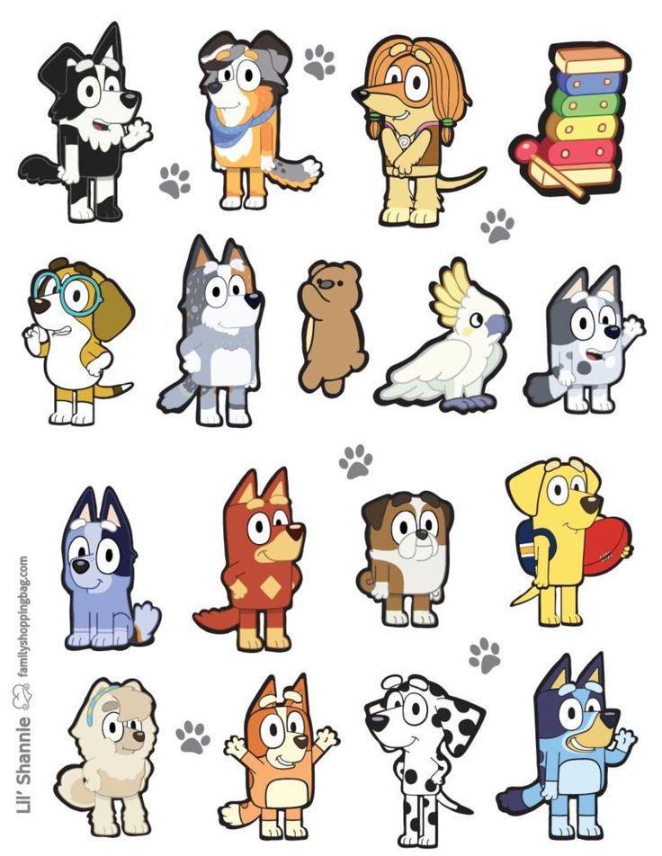 cartoon dog stickers are shown here