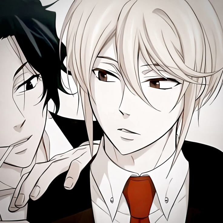 two anime characters one is wearing a red tie