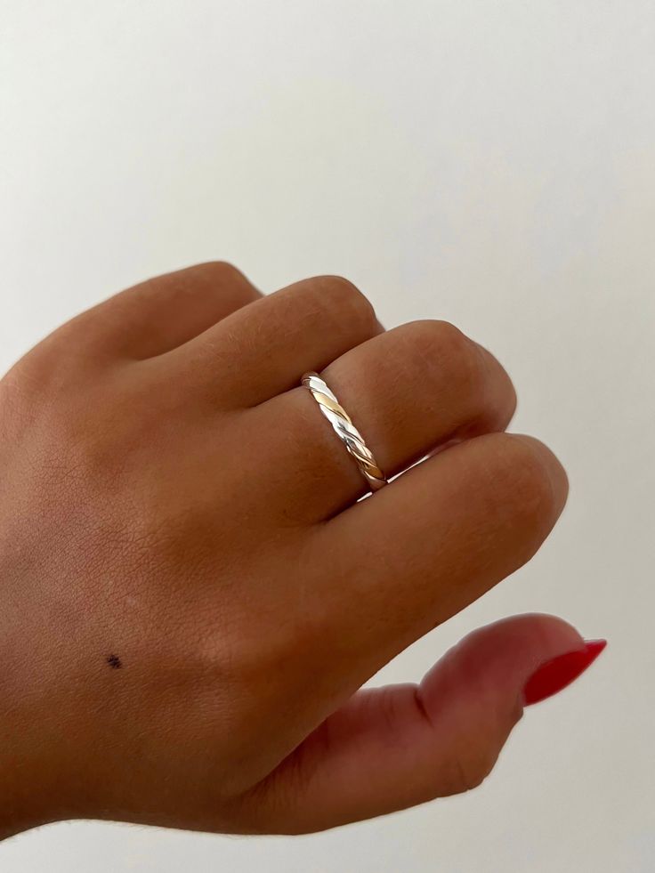 Two toned sterling silver and gold twist ring Gold Twist Ring, Twist Ring, Silver And Gold, Devon, Jewelry Care, Two Tone, Lotion, Moisturizer, Twist