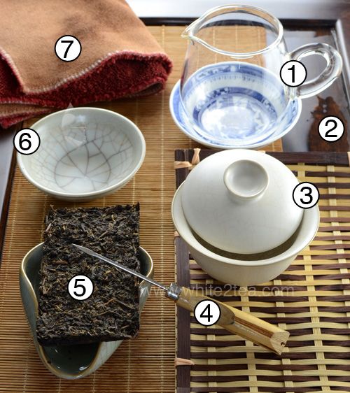 the contents of a tea set sitting on a tray with instructions to make it look like they have been put together