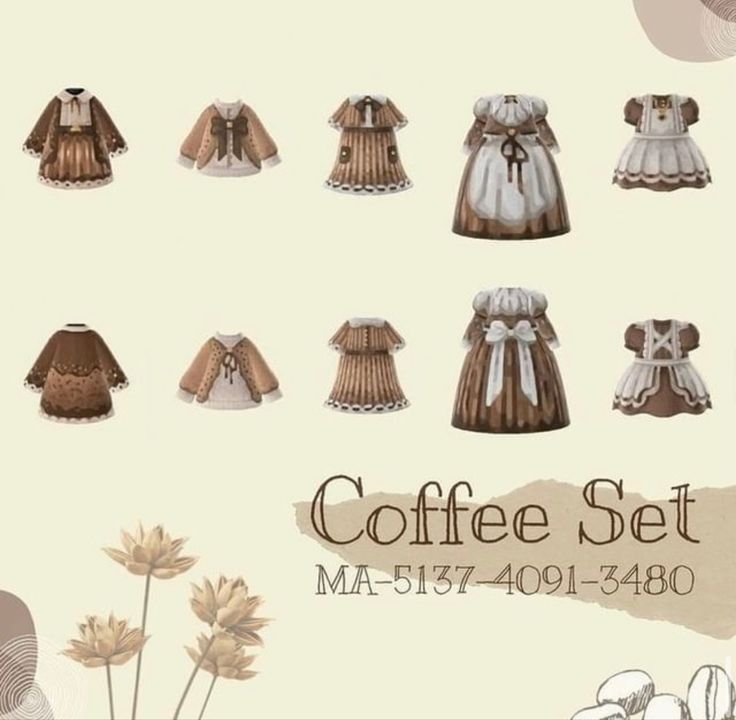 the coffee set is designed to look like dresses and bonnets