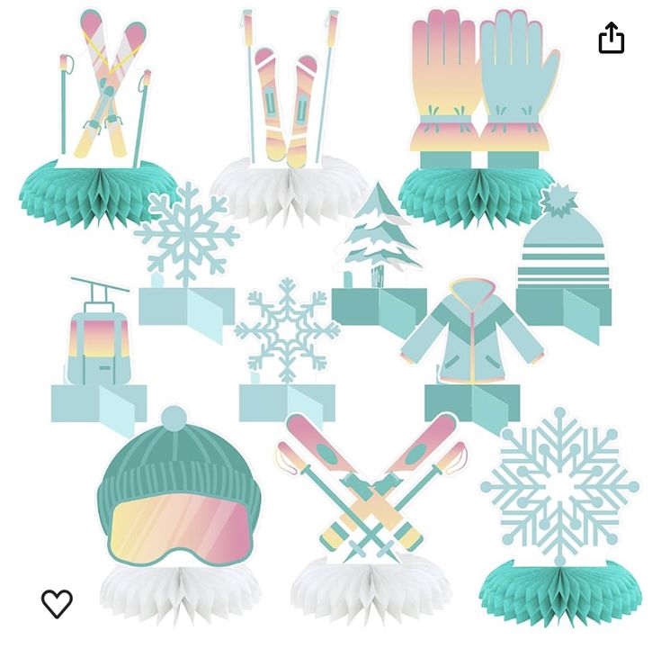 an image of various items that are in the shape of snowflakes and mittens