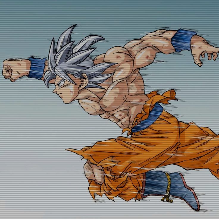 a drawing of gohan is shown in the air with his arms outstretched and legs spread out