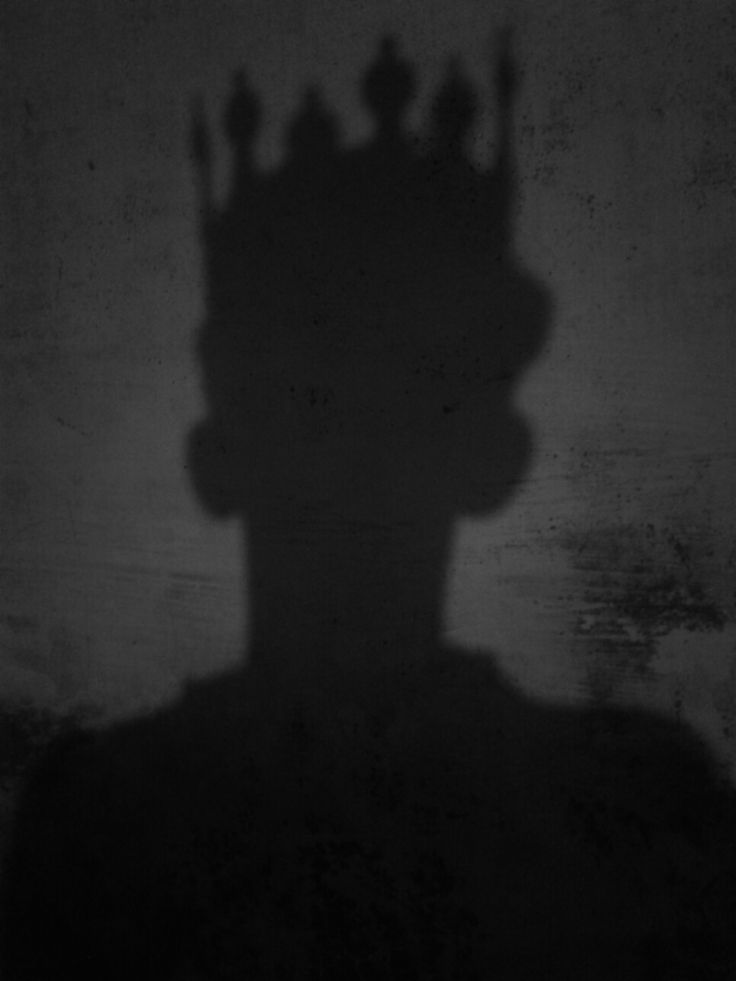 the shadow of a man with a crown on his head