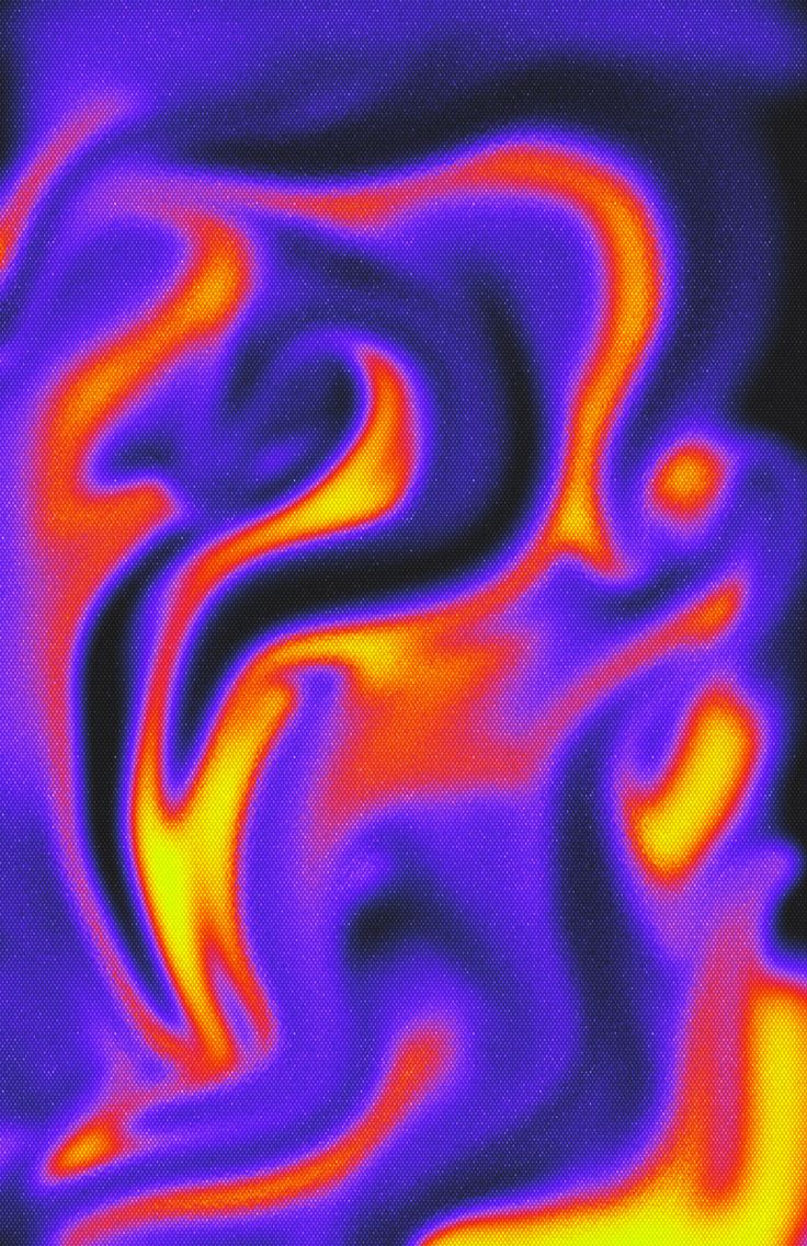 an abstract image of orange and blue swirls on a black background with red, yellow, and purple colors