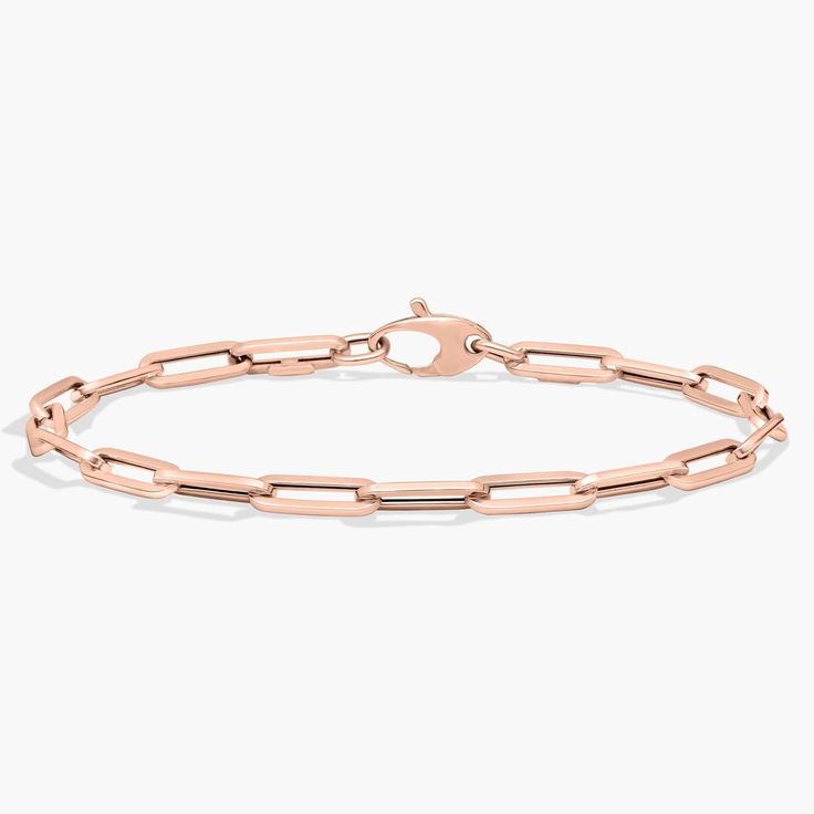 Graceful paperclip links add dimension to this 14k rose gold bracelet, while its slim profile makes it an ideal accessory for wearing daily or for pairing with other charms. Gold Bracelet For Women Classy, Rose Gold Bracelet For Women, Paperclip Bracelet, 14k Rose Gold Bracelet, Gold Bracelet For Women, Rose Gold Bracelet, Yellow Gold Bracelet, Blue Nile, Paper Clip