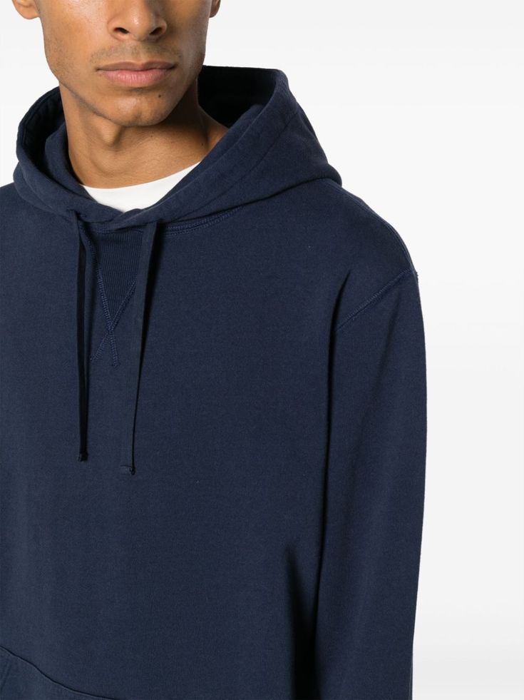 Classic cotton hoodie from GRAMICCI featuring jersey texture, drawstring hood, drop shoulder, front pouch pocket, ribbed cuffs and hem, French terry lining, navy blue, cotton and long sleeves.This piece fits true to size. We recommend you get your regular sizeModel is 1,84m / 6ft 1in wearing size M Navy Hoodie With Drawstring Hood For Fall, Solid Cotton Hoodie With Drawstring Hood, Hooded Cotton Sweats With Pockets, Navy Cotton Hoodie For Fall, Navy Casual Hooded Hoodie, Sporty Navy Hoodie For Fall, Navy Hoodie For Fall Loungewear, Casual Hoodie With Drawstring Hood In French Terry, Navy Hoodie With Ribbed Cuffs For Fall